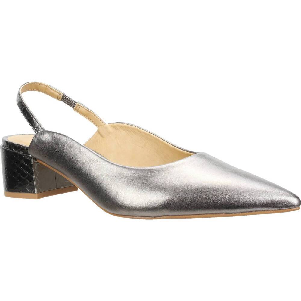 NEW CARRANO women's heidi leather slingback pump in pewter